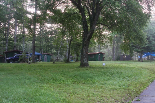 朝が気持ちいい～。戸隠イースタンキャンプ場。