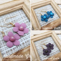 新作スエード花の天然石ピアス♡ 2015/12/16 08:23:22