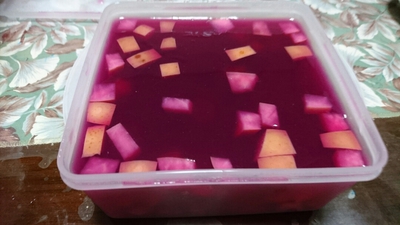 赤紫蘇シロップでゼリー作りました（*^_^*）