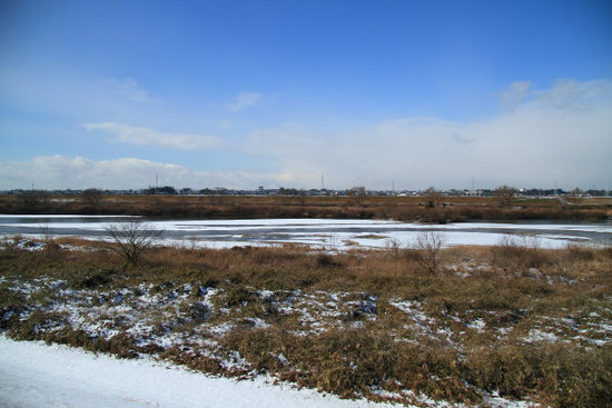 矢作川　雪の風景
